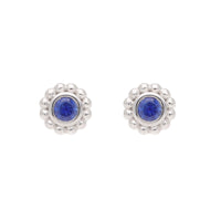 Blue Sapphire 18ct White Gold Beaded Stud Earrings