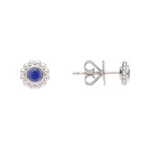 Blue Sapphire 18ct White Gold Beaded Stud Earrings - Michael Jones Jeweller