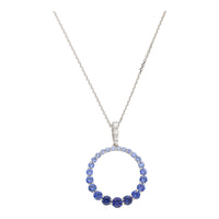 Sapphire and Diamond Graduated 18ct White Gold Open Circle Necklace