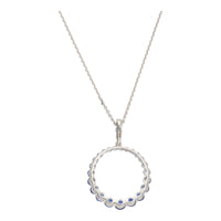 Sapphire and Diamond Graduated 18ct White Gold Open Circle Necklace