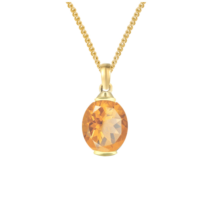 Oval Citrine 9ct Yellow Gold Pendant