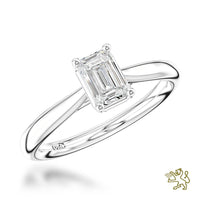 Classic Emerald Solitaire 0.63ct G VVS2 Diamond Platinum Ring - Michael Jones Jeweller