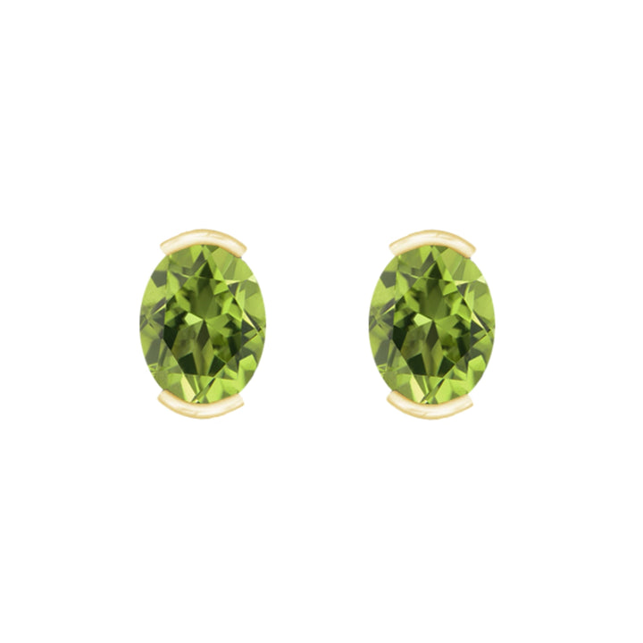 Amore Oval Peridot 9ct Yellow Gold Stud Earrings