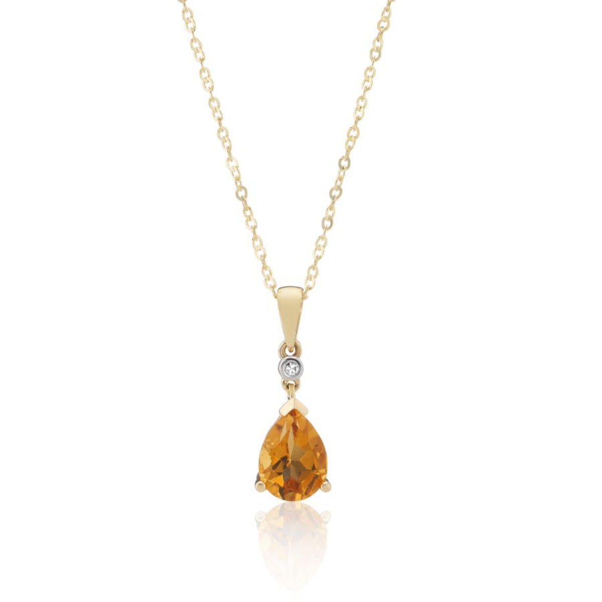 Pear Cut Citrine 9ct Yellow Gold Pendant - Michael Jones Jeweller