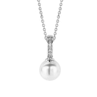 Ti Sento Simulated Pearl and Cubic Zirconia Silver Drop Pendant 6760PW