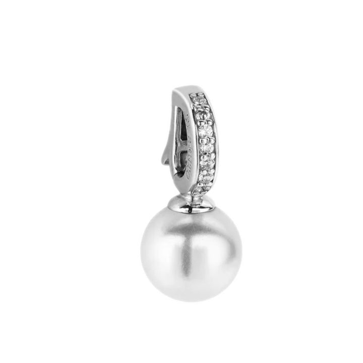 Ti Sento Simulated Pearl and Cubic Zirconia Silver Drop Pendant 6760PW