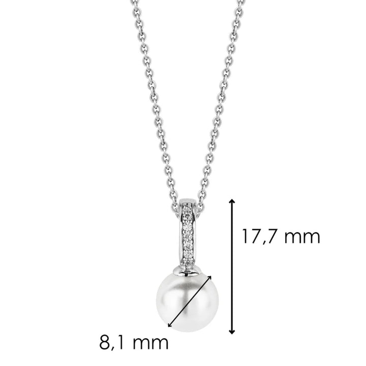 Ti Sento Simulated Pearl and Cubic Zirconia Silver Drop Pendant 6760PW