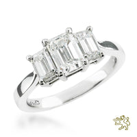 Dalkey Three Stone 0.41ct F VS2 Diamond Platinum Ring