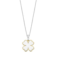 Ti Sento Yellow Gold Plated Mother of Pearl White and Cubic Zirconia Clover Pendant