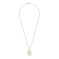 Ti Sento Yellow Gold Plated Mother of Pearl White and Cubic Zirconia Clover Pendant