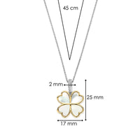 Ti Sento Yellow Gold Plated Mother of Pearl White and Cubic Zirconia Clover Pendant