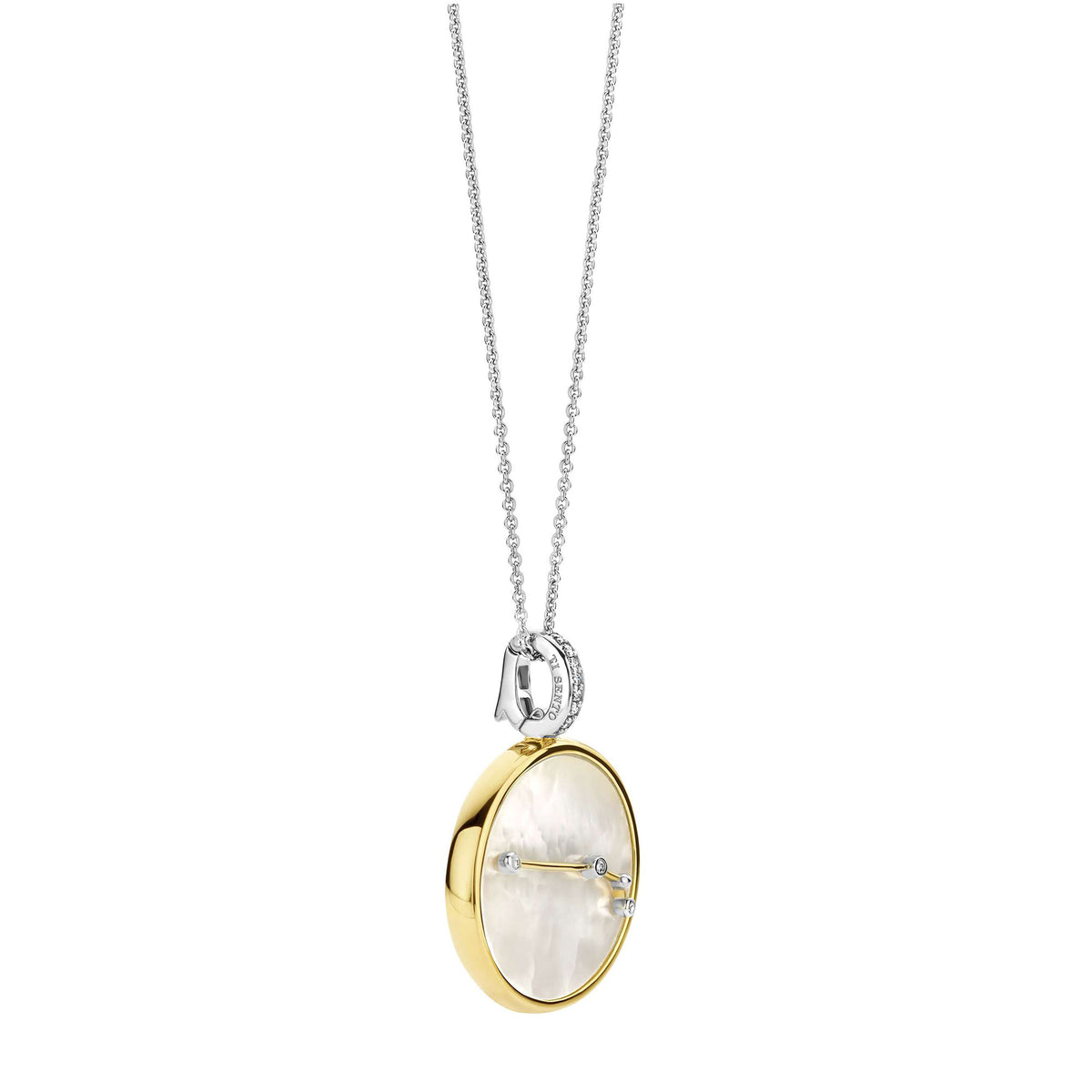 Ti Sento Yellow Gold Plated Mother of Pearl Cubic Zirconia Zodiac Aries Pendant - Michael Jones Jeweller