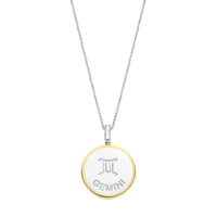 Ti Sento Yellow Gold Plated Mother of Pearl Cubic Zirconia Zodiac Gemini Pendant - Michael Jones Jeweller
