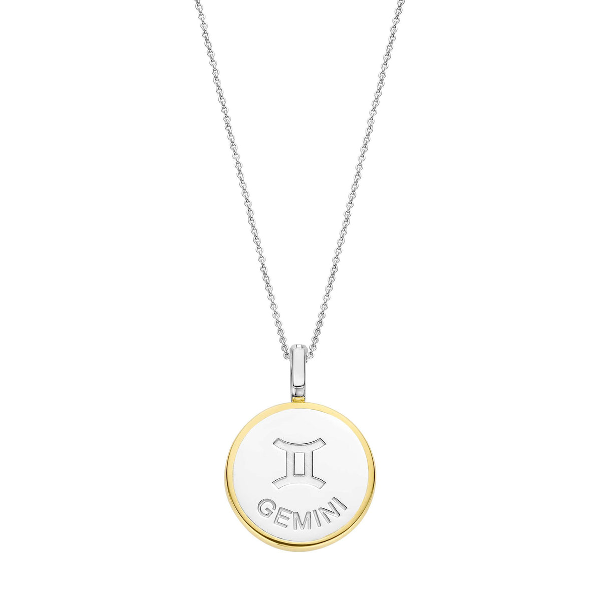 Ti Sento Yellow Gold Plated Mother of Pearl Cubic Zirconia Zodiac Gemini Pendant - Michael Jones Jeweller