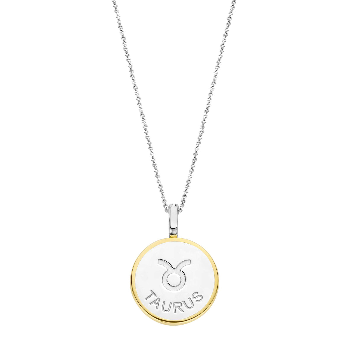 Ti Sento Yellow Gold Plated Mother of Pearl Cubic Zirconia Zodiac Taurus Pendant - Michael Jones Jeweller