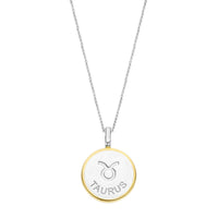 Ti Sento Yellow Gold Plated Mother of Pearl Cubic Zirconia Zodiac Taurus Pendant