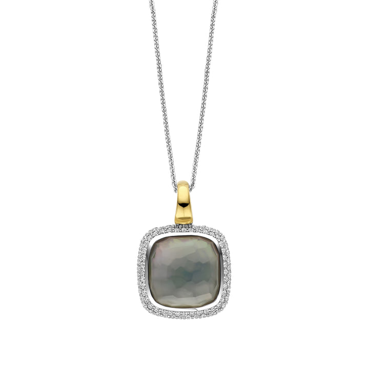 Ti Sento Yellow Gold Plated Grey Crystal and Cubic Zirconia Cluster Pendant - Michael Jones Jeweller