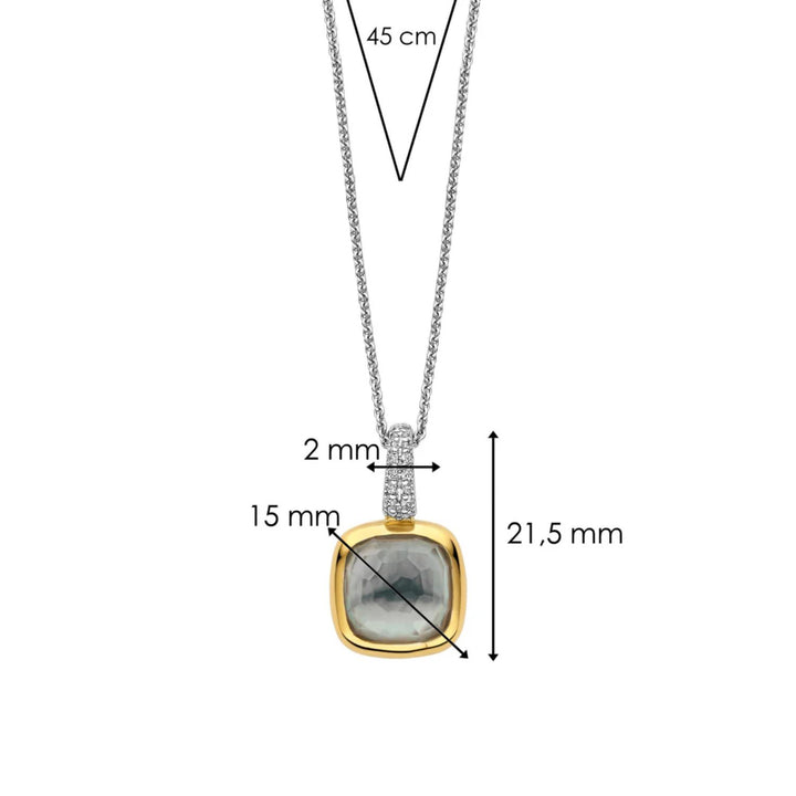 Ti Sento Yellow Gold Plated Grey Crystal Pendant 6829BL