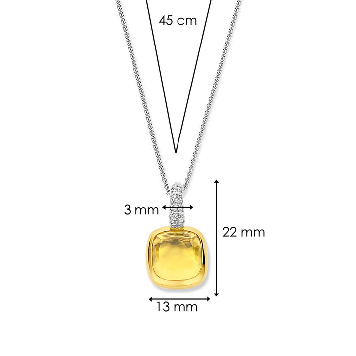 Ti Sento Yellow Gold Plated Yellow Crystal and Cubic Zirconia Pendant 6829DY