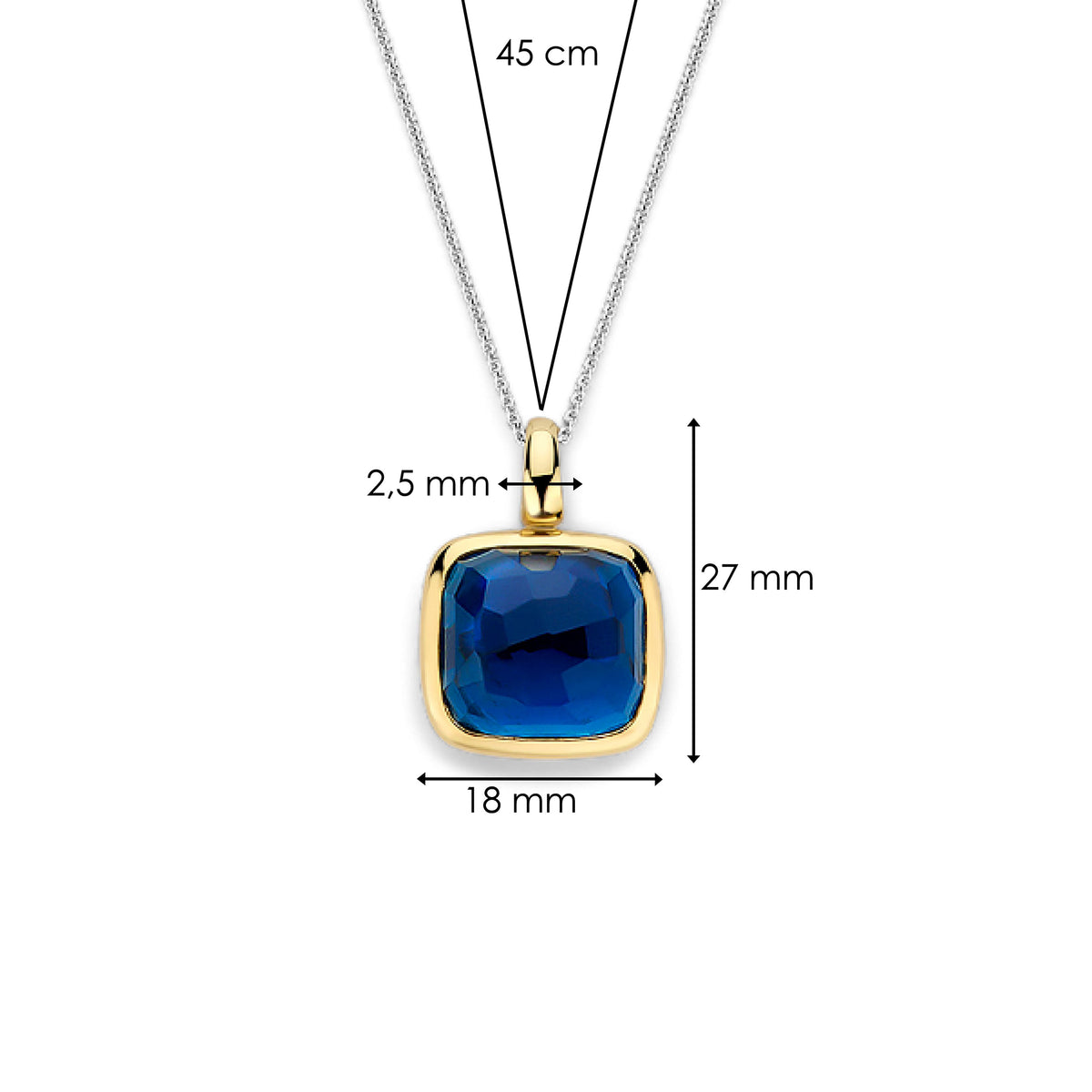 Ti Sento Yellow Gold Plated Dark Blue Crystal Pendant 6836DB - Michael Jones Jeweller