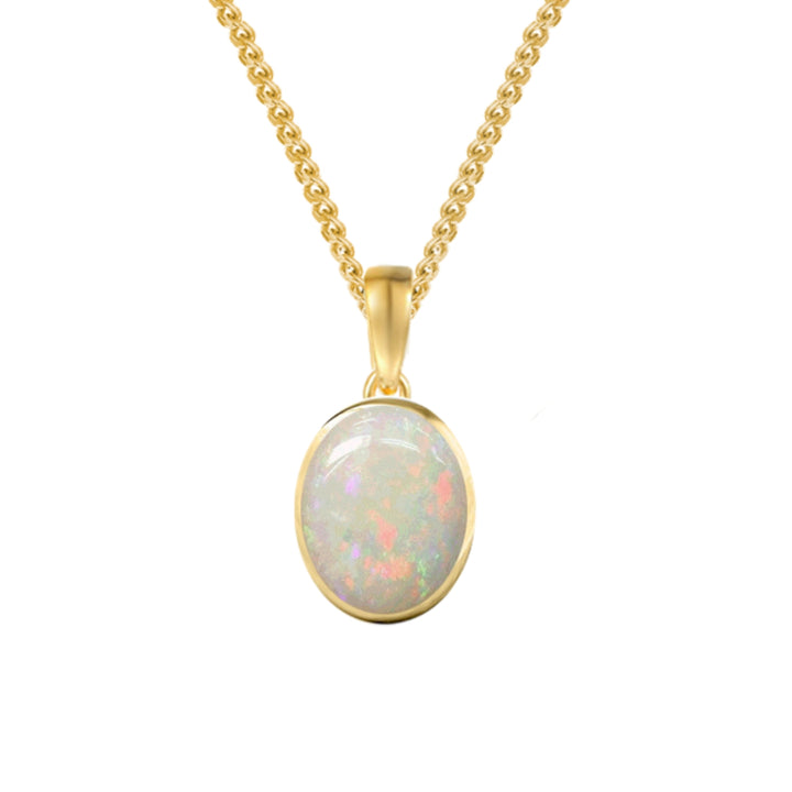 Amore Oval Opal 9ct Yellow Gold Pendant