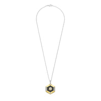 Ti Sento Yellow Gold Plated Onyx Black and Cubic Zirconia Hexagonal Pendant - Michael Jones Jeweller