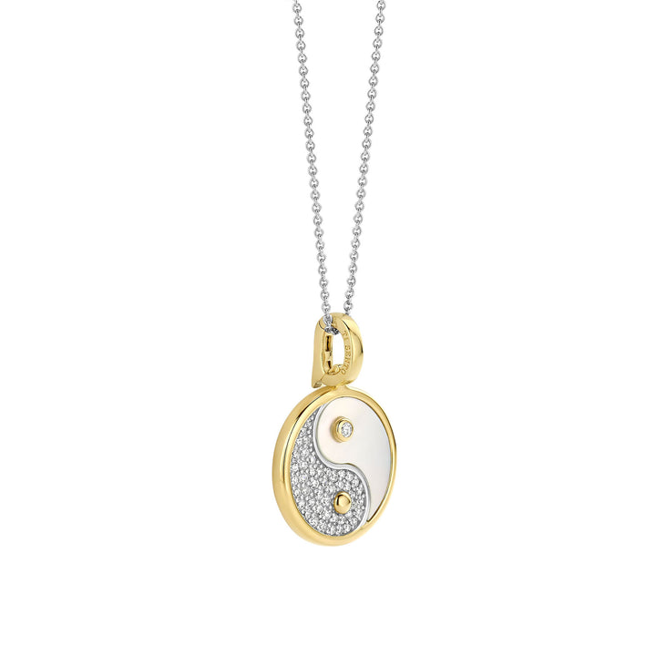 Ti Sento Yellow Gold Plated Mother of Pearl and Cubic Zirconia Yin Yang Pendant 6843MW - Michael Jones Jeweller