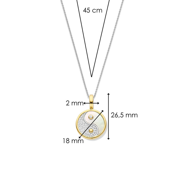 Ti Sento Yellow Gold Plated Mother of Pearl and Cubic Zirconia Yin Yang Pendant 6843MW - Michael Jones Jeweller
