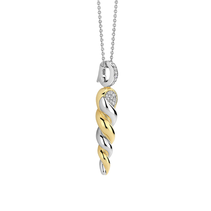 Ti Sento Yellow Gold Plated Cubic Zirconia Twisted Pendant 6845ZY