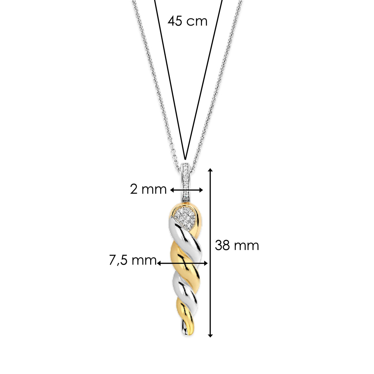 Ti Sento Yellow Gold Plated Cubic Zirconia Twisted Pendant 6845ZY - Michael Jones Jeweller