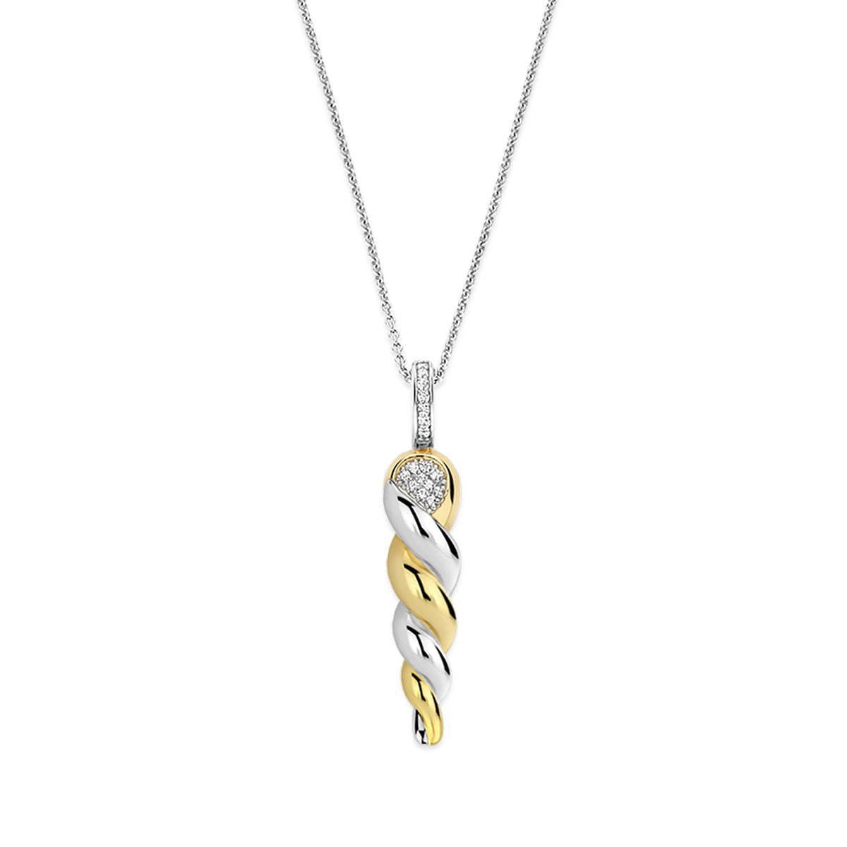 Ti Sento Yellow Gold Plated Cubic Zirconia Twisted Pendant 6845ZY - Michael Jones Jeweller