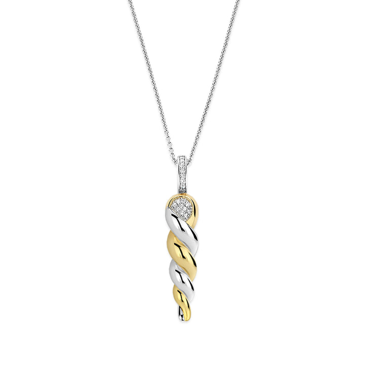 Ti Sento Yellow Gold Plated Cubic Zirconia Twisted Pendant 6845ZY