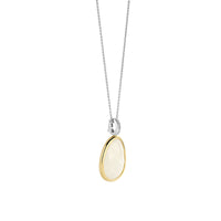 Ti Sento Yellow Gold Plated Milky White Crystal and Cubic Zirconia Pebble Pendant 6846MW - Michael Jones Jeweller