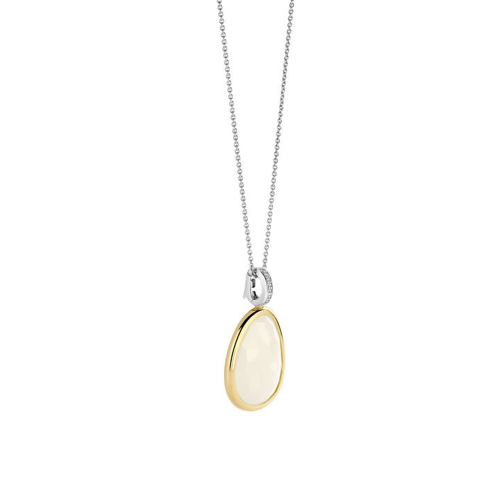 Ti Sento Yellow Gold Plated Milky White Crystal and Cubic Zirconia Pebble Pendant 6846MW - Michael Jones Jeweller