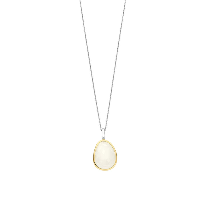 Ti Sento Yellow Gold Plated Milky White Crystal and Cubic Zirconia Pebble Pendant 6846MW - Michael Jones Jeweller