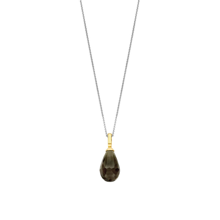 Ti Sento Yellow Gold Plated Khaki Green Crystal Drop Pendant 6848KA