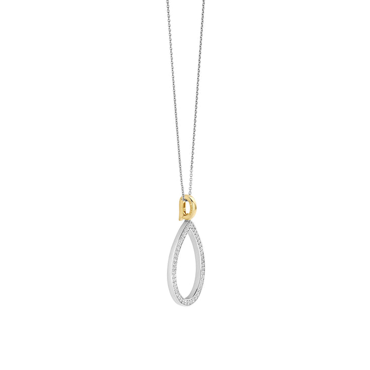 Ti Sento Yellow Gold Plated CubIc Zirconia Open Teardrop Pendant 6850ZY