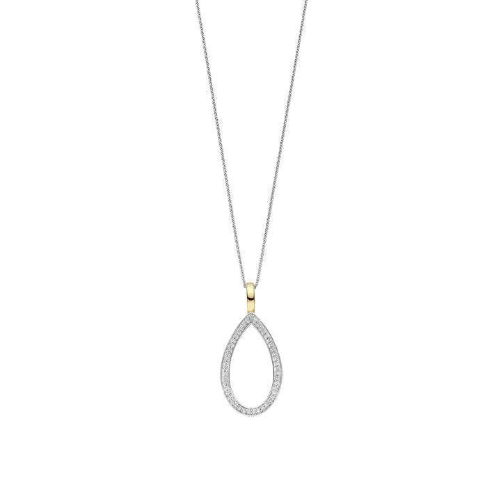 Ti Sento Yellow Gold Plated CubIc Zirconia Open Teardrop Pendant 6850ZY