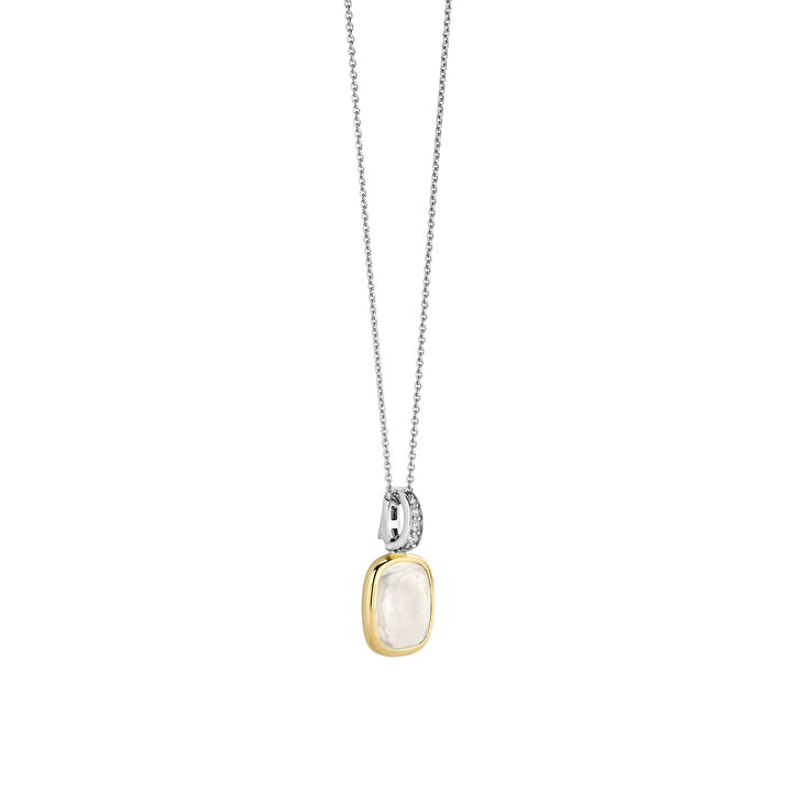 Ti Sento Yellow Gold Plated Mother of Pearl White Crystal and Cubic Zirconia Pendant 6852MW