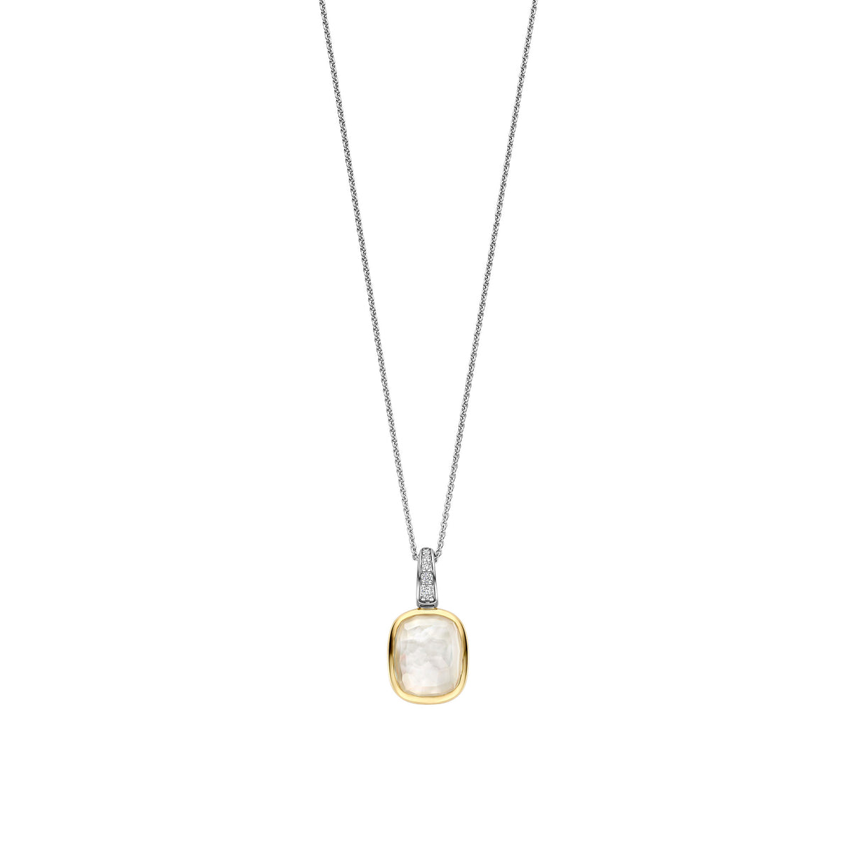 Ti Sento Yellow Gold Plated Mother of Pearl White Crystal and Cubic Zirconia Pendant 6852MW - Michael Jones Jeweller