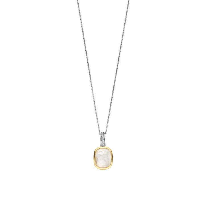 Ti Sento Yellow Gold Plated Mother of Pearl White Crystal and Cubic Zirconia Pendant 6852MW