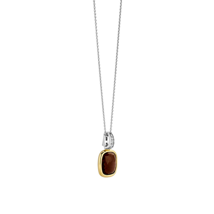 Ti Sento Yellow Gold Plated Brown Crystal and Cubic Zirconia Pendant 6852SQ