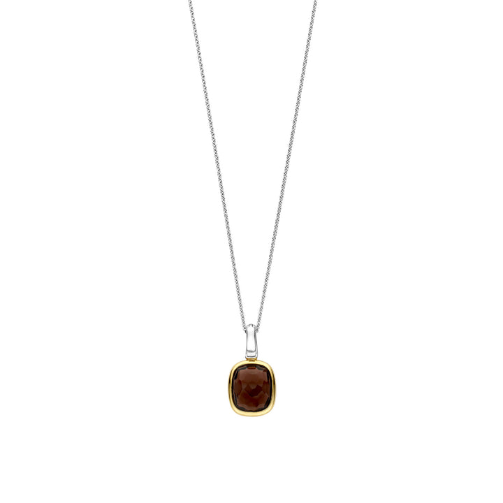Ti Sento Yellow Gold Plated Brown Crystal and Cubic Zirconia Pendant 6852SQ