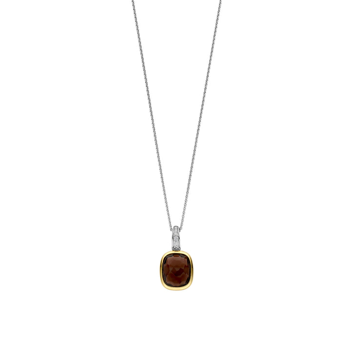 Ti Sento Yellow Gold Plated Brown Crystal and Cubic Zirconia Pendant 6852SQ