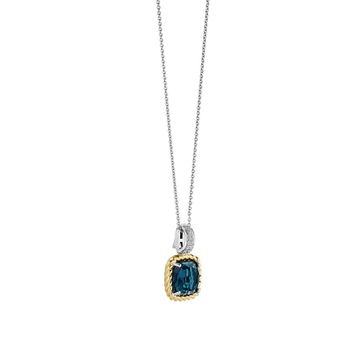 Ti Sento Yellow Gold Plated Dark Blue Crystal and Cubic Zirconia Pendant 6853DB - Michael Jones Jeweller