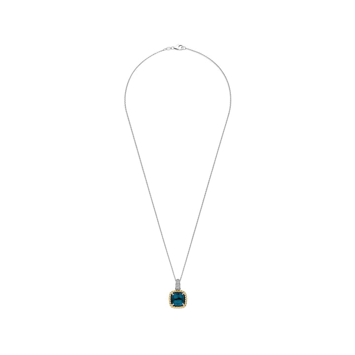 Ti Sento Yellow Gold Plated Dark Blue Crystal and Cubic Zirconia Pendant 6853DB - Michael Jones Jeweller