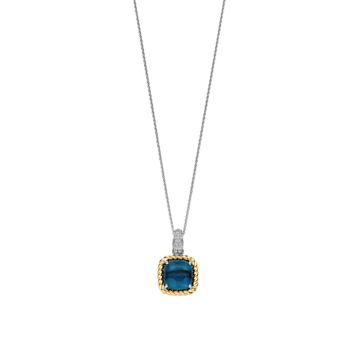 Ti Sento Yellow Gold Plated Dark Blue Crystal and Cubic Zirconia Pendant 6853DB - Michael Jones Jeweller