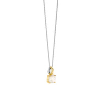 Ti Sento Yellow Gold Plated Mother of Pearl White Crystal Pendant 6854MW