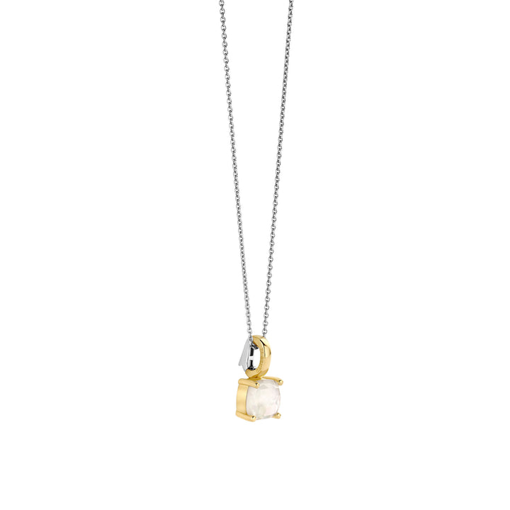 Ti Sento Yellow Gold Plated Mother of Pearl White Crystal Pendant 6854MW