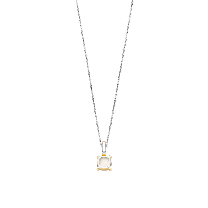 Ti Sento Yellow Gold Plated Mother of Pearl White Crystal Pendant 6854MW